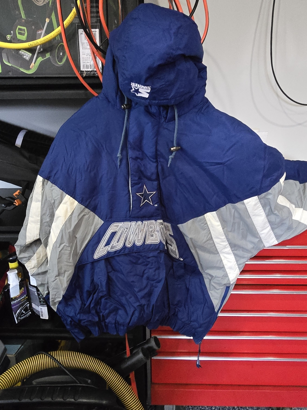 NFL Dallas Cowboys Navy Blue Hooded Pullover Raincoat